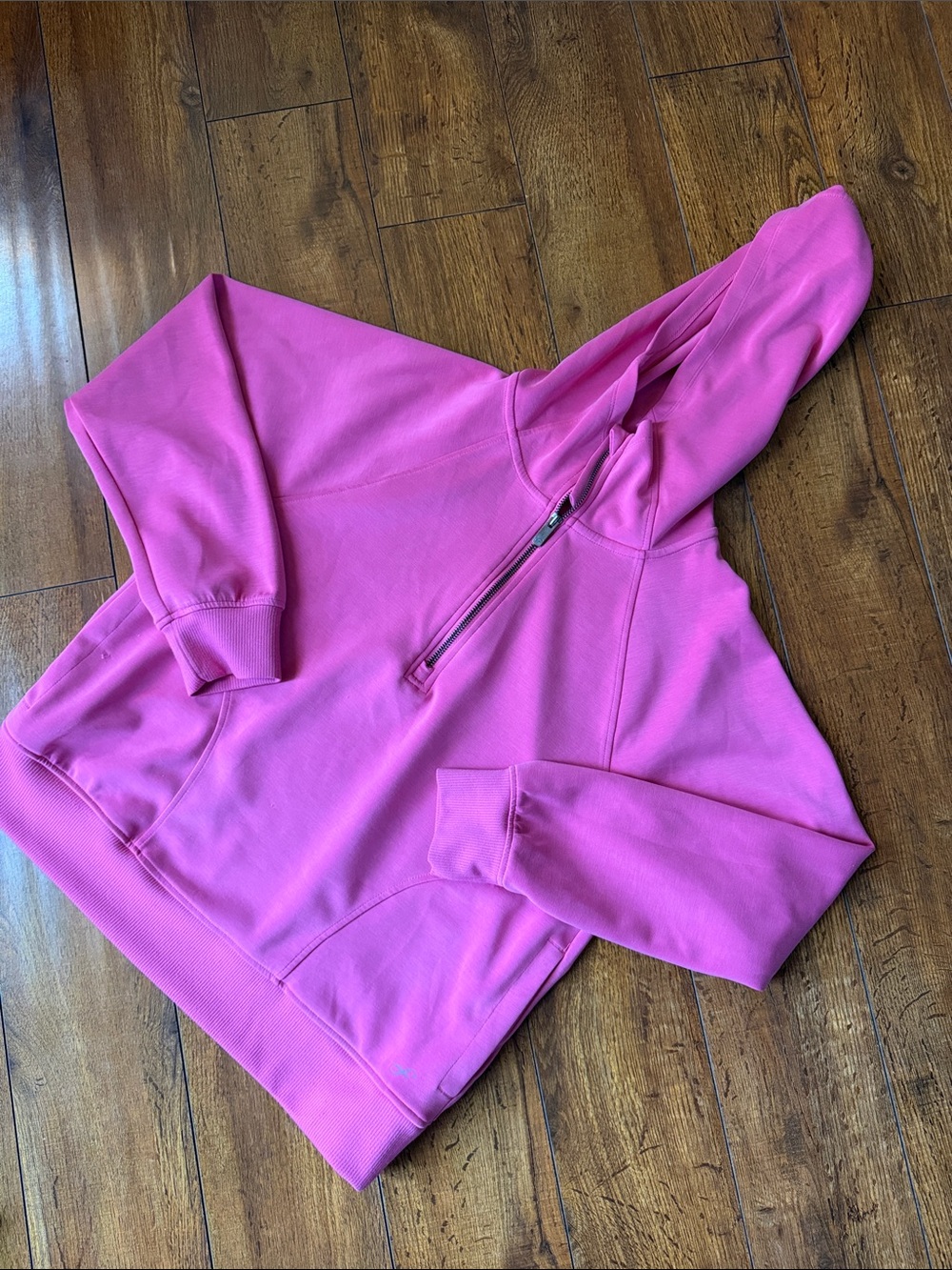 Women's Pink Half-Zip Hoodie Sweatshirt